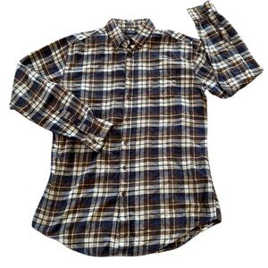 Croft & Barrow‎ Men’s Blue Plaid Flannel Button Up Long Sleeve Shirt Size L TALL